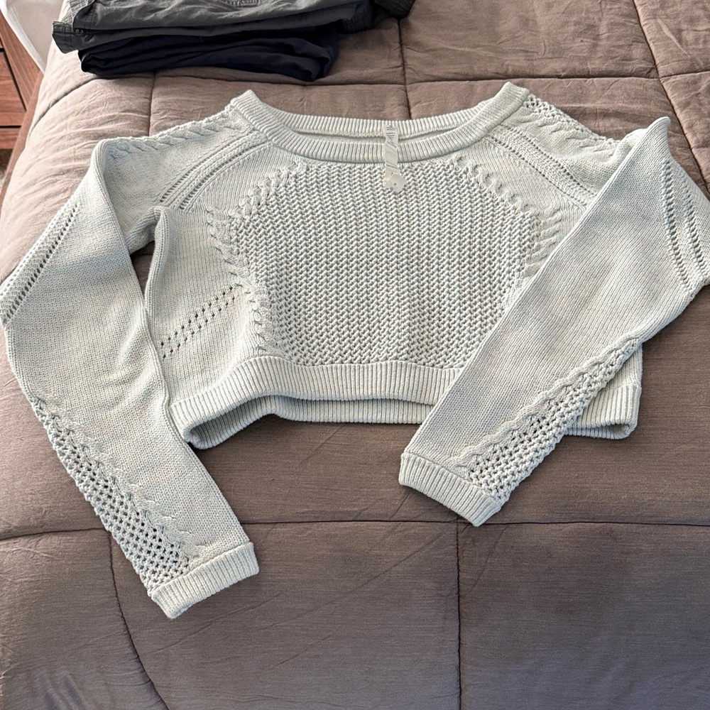 Lululemon Crop Light Blue Knit Sweater